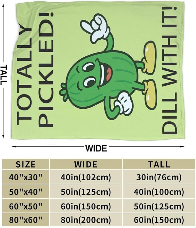 Pickle Blanket Cute Pickle Throw Blanket Vegetable Soft Cozy Fleece Fuzzy Stuffed Plush Flannel Gifts for Girls Women Boys Kids Adults 50"X60"