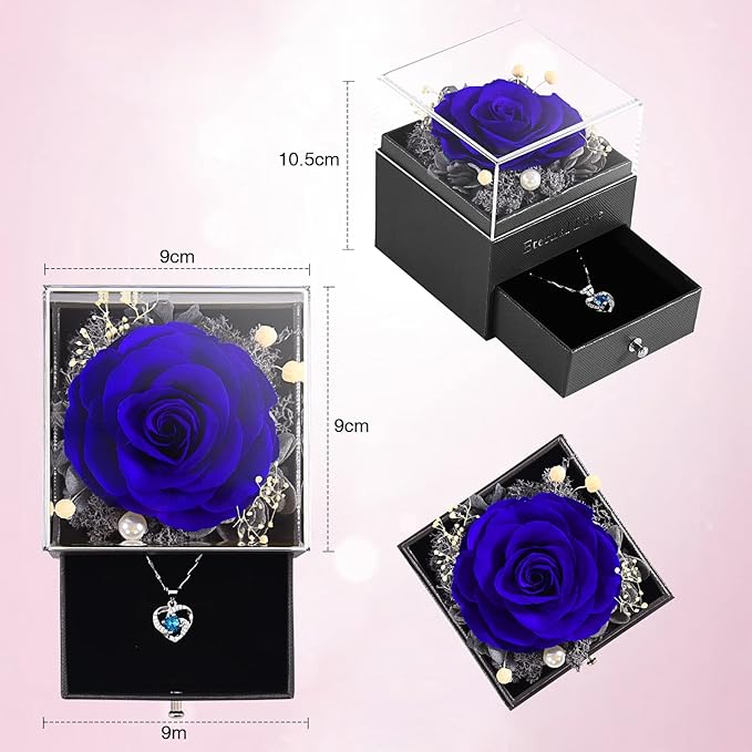 SHOKUTO Preserved Rose,Birthday Gifts for Women Mom Girlfriend,Gifts for Mom Grandma Wife Daughter Sister,Jewelry Boxes with Necklace