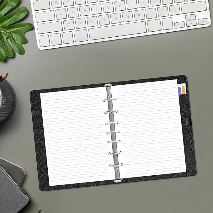 (2-Pack) Mini Binder Lined Paper for 3 or 7 Ring Binders - 200 Sheets/400 Pages Paper Refills, 100gsm, 5.8" x 8.5"