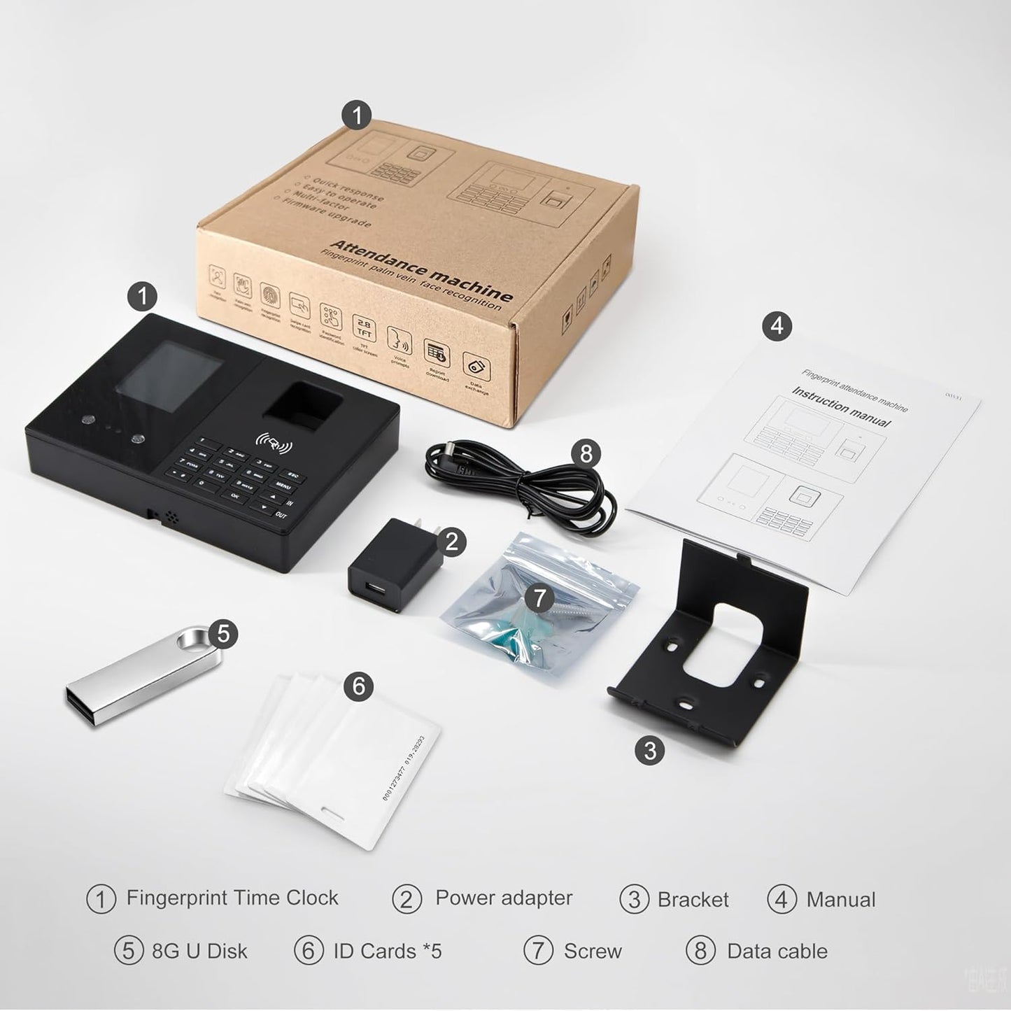 T200 | Regine Switzerland Employee Time Clock - Fingerprint Attendance Machine with 5 Badges Included