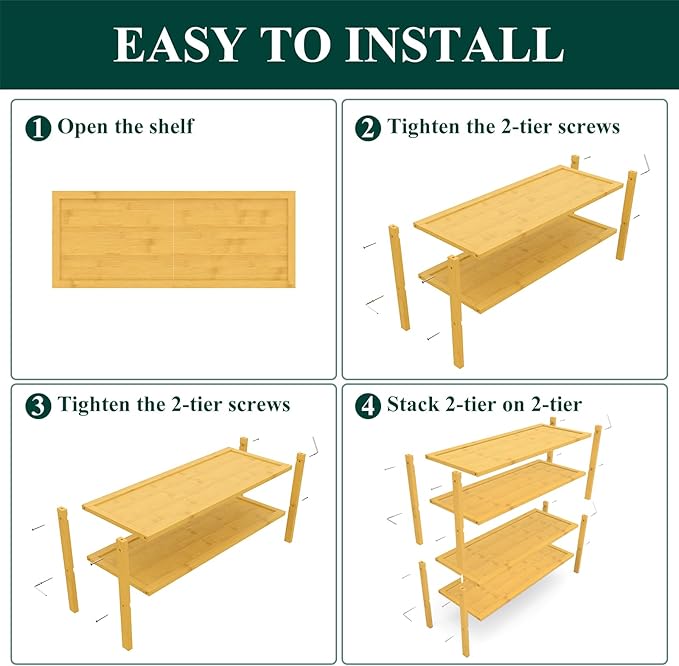 Smiry Bamboo Shoe Rack, 4 Tier Shoe Organizer for Entryway & Closet, Stackable Free Standing Storage Shelf for Shoes, Bags & Plants, Natural