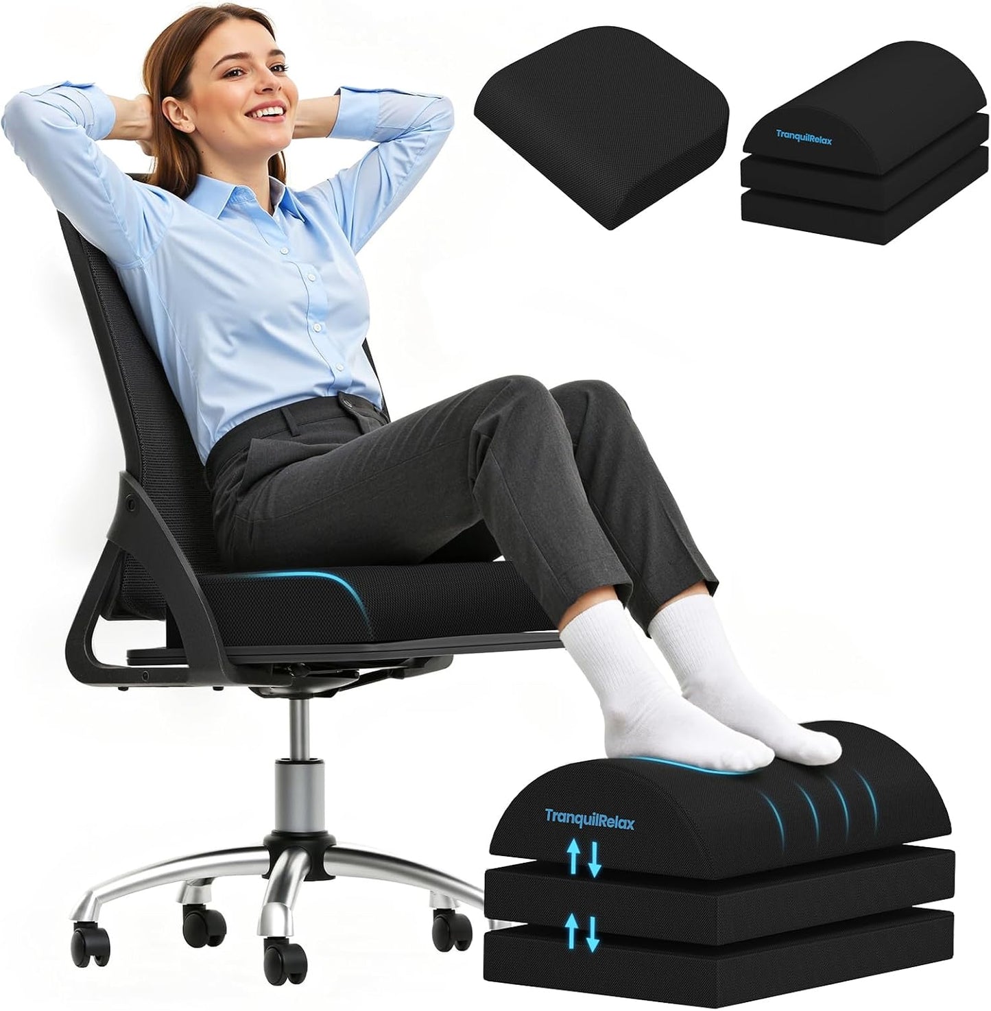 TranquilRelax Memory Foam Seat Cushion - Tailbone Pain Relief & Back Support | Black