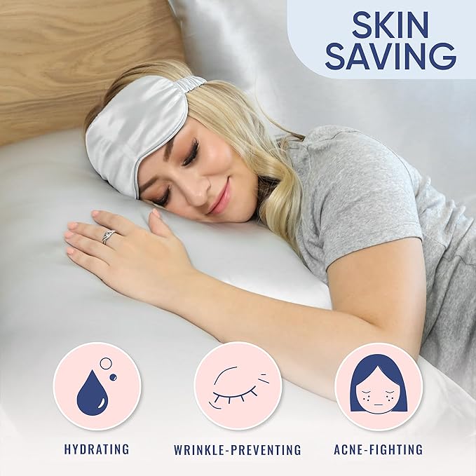 Blissy Silk Pillowcase - 100% Pure Mulberry Silk - 22 Momme 6A High-Grade Fibers - Silk Pillow Cover for Hair & Skin - Regular, Queen & King (Silver, Standard)