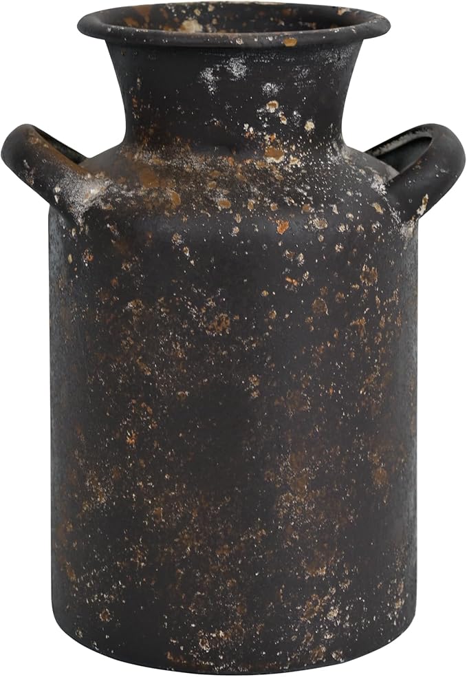 Rustic Vintage Metal Flower Vase for Decor Milk Jug Small Vases for Flowers Kitchen Decorations, Cylindrical,Perfect for Kitchen, Dining Room, Living Room,Housewarming Gift (Brown)