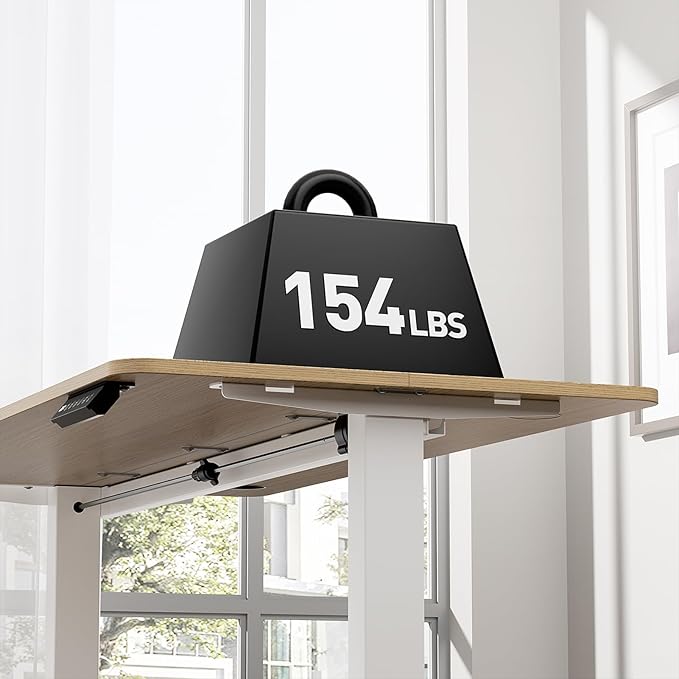 Electric Standing Desk 63 x 24 Inches, Height Adjustable Sit Stand Home Office Computer Desk with Memory Presets,Wood Color
