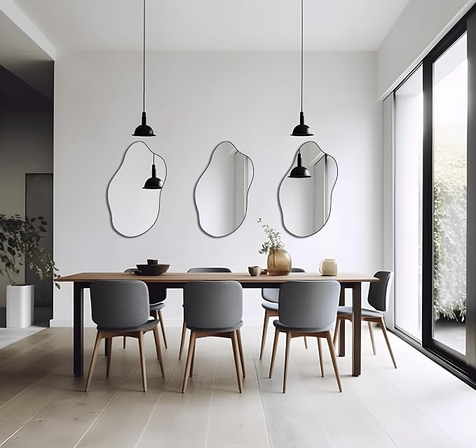 Asymmetrical Mirror for Wall,20"x33" Black Irregular Wall Mirror, Unique Vanity Mirror, Shaped Dressing Mirror for Living Room, Bathroom, Bedroom, Entryway Wall Decor
