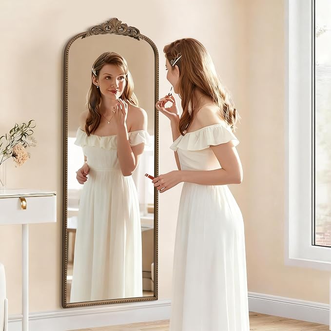 Micasso Gold Full Length Mirror: 21''x56'' Baroque Antique Floor Long Body Mirror - Traditional Ornate Vintage Mirrors for Wall/Dressing Room/Bedroom/Entryway/Hallway - Home Decor for Living Room