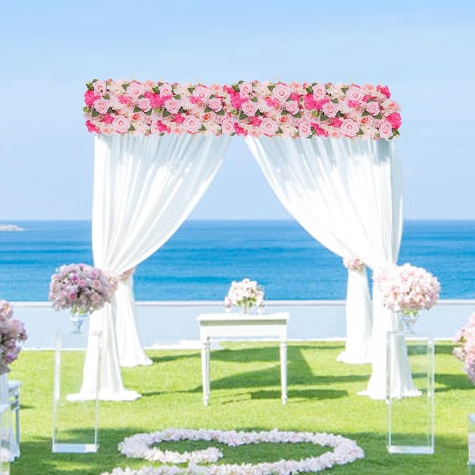 Flower Centerpieces for Tables - 10 Pack Wedding Arch Artificial Flowers Pink Arrangements Center Piece for Reception, Living Room, Kitchen, Dining Table Runner Decorations(20.5 * 9.4''/52 * 24cm)