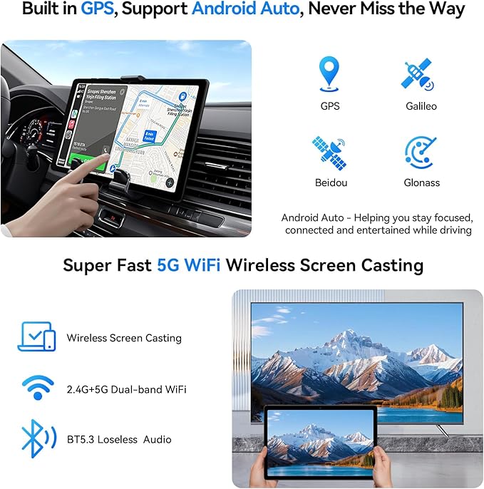 Topsand 10 Inch Android 15 Tablet with SIM Card Slot Uncloked,4G Cellular Tablet Phone, Octa-Core, 12GB+64GB, 2TB Expandable, Dual Cameras, 2.4G/5G WiFi, BT5.0, GPS (Case Included)