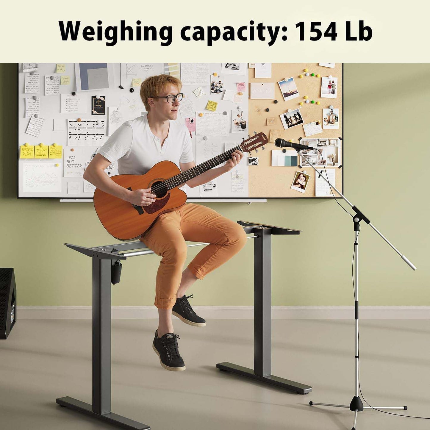 Skiennix Electric Standing Desk Frame - Adjustable Height & Length | Supports 63"x28" Tabletops, 3 Preset Heights, 154 lbs Capacity, Black
