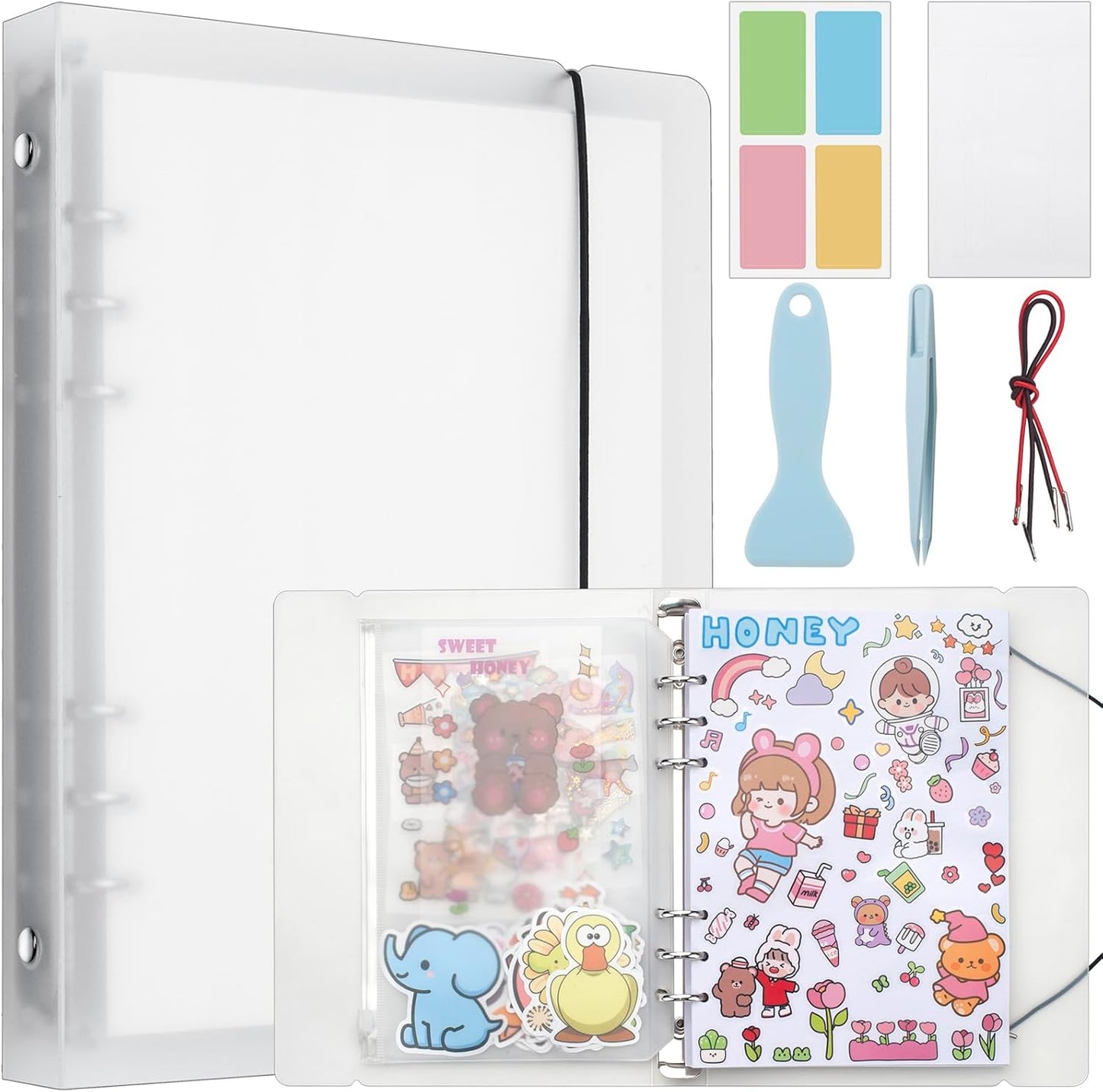 SUNEZLGO A5 Reusable Sticker Album - 100 Sheets Collecting Book with Pockets for Easy Organization