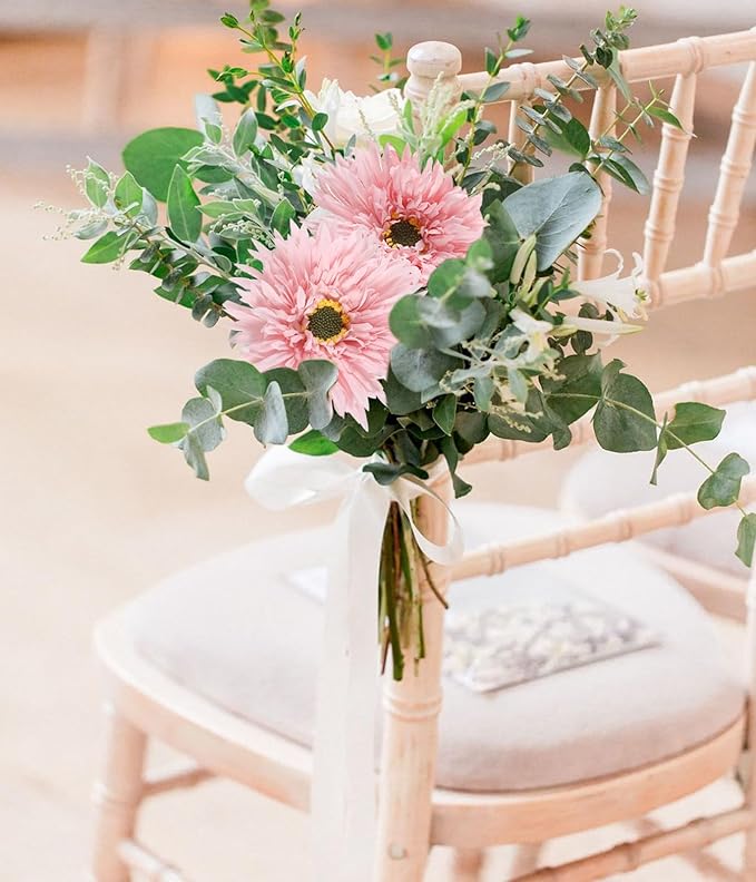 Gerbera Daisy Artificial Flowers 12pcs Pink Fake Silk Flowers Faux Daisies Bouquet with Stems for Wedding Bouquet Home Party Garden Outdoor Decoration(Pink)