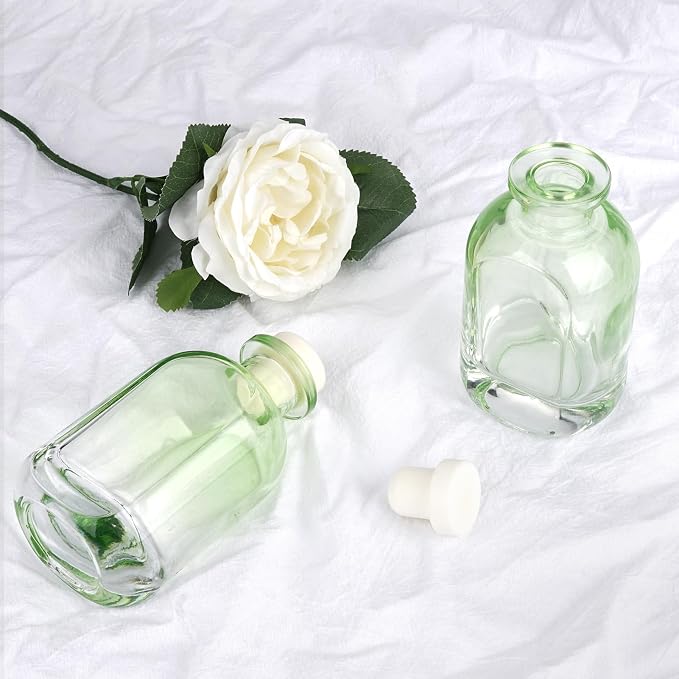 Glass Diffuser Bottles 2 Pack 5oz/150ml Reed Diffuser Bottle Empty Diffuser Bottle Refillable Aromatherapy Storage Container Reed Diffuser Sticks Bottles(Gradient Green)