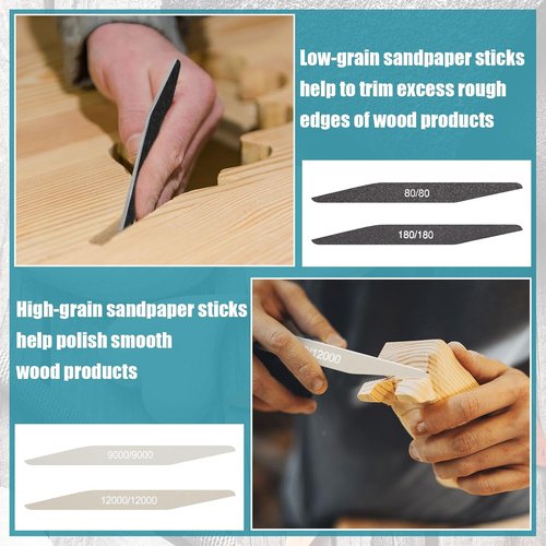 Honoson Sanding Sticks - 20 Pcs Assorted Grits for 3D Print Polishing | Ideal for Model Crafting