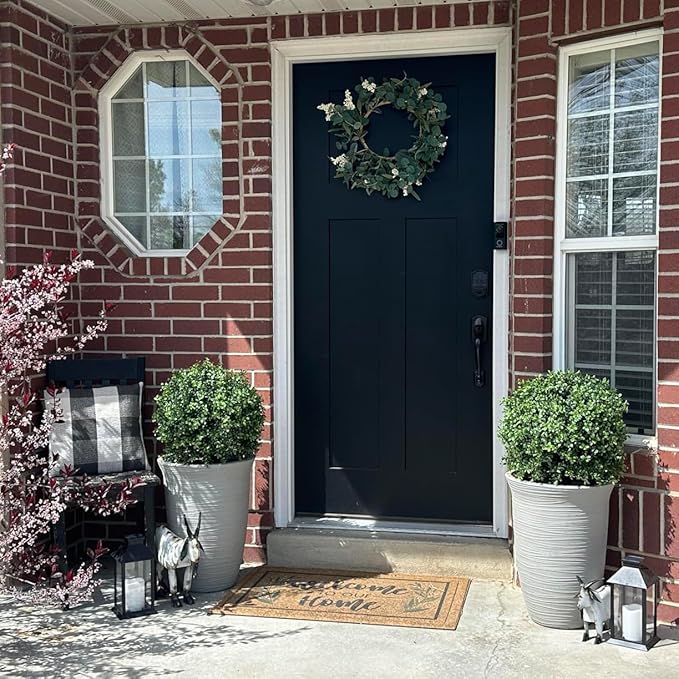 24" T with 17" W Artificial Topiary Trees, Decorative Indoor Outdoor Faux Boxwood, for Home, Office, and Garden Decor
