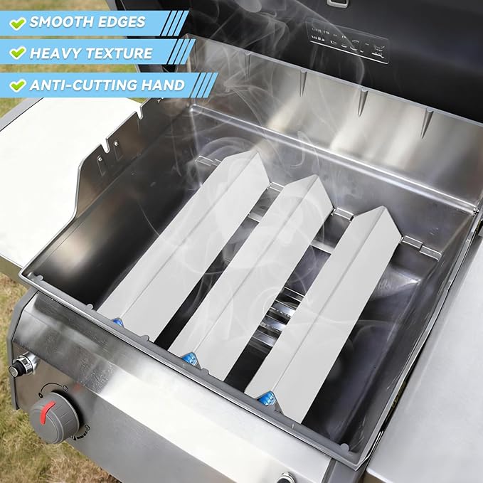Webonbake 15.3 inch Flavorizer Bars for Weber Spirit I & II 200 Series Spirit E210 S210 E220 S220 with Front Control Knobs, Stainless Steel Heat Plate Flavor Bar Replacement for 7635, 3 Pack