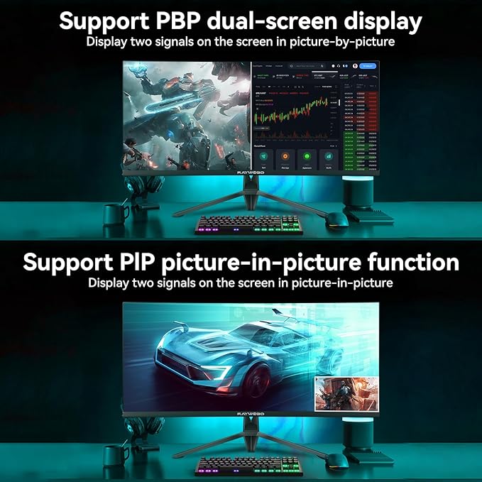 34 inch Ultrawide Curved Computer Gaming Monitor 165Hz UWQHD 3440x1440,1500R -PIP,1ms (MPRT),HDR, 300nits, sRGB99%,FreeSync,HDMI2.0(TMDS) x2,DP1.4 x2,Eye Care,Support Wallmount