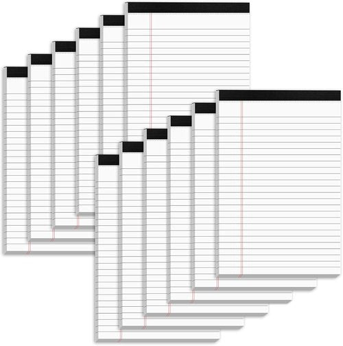 Nichela Legal Notepads - 5" x 8" College Ruled, 30 Sheets, 12 Pack | Heavyweight 80GSM Paper for Home, Office, School