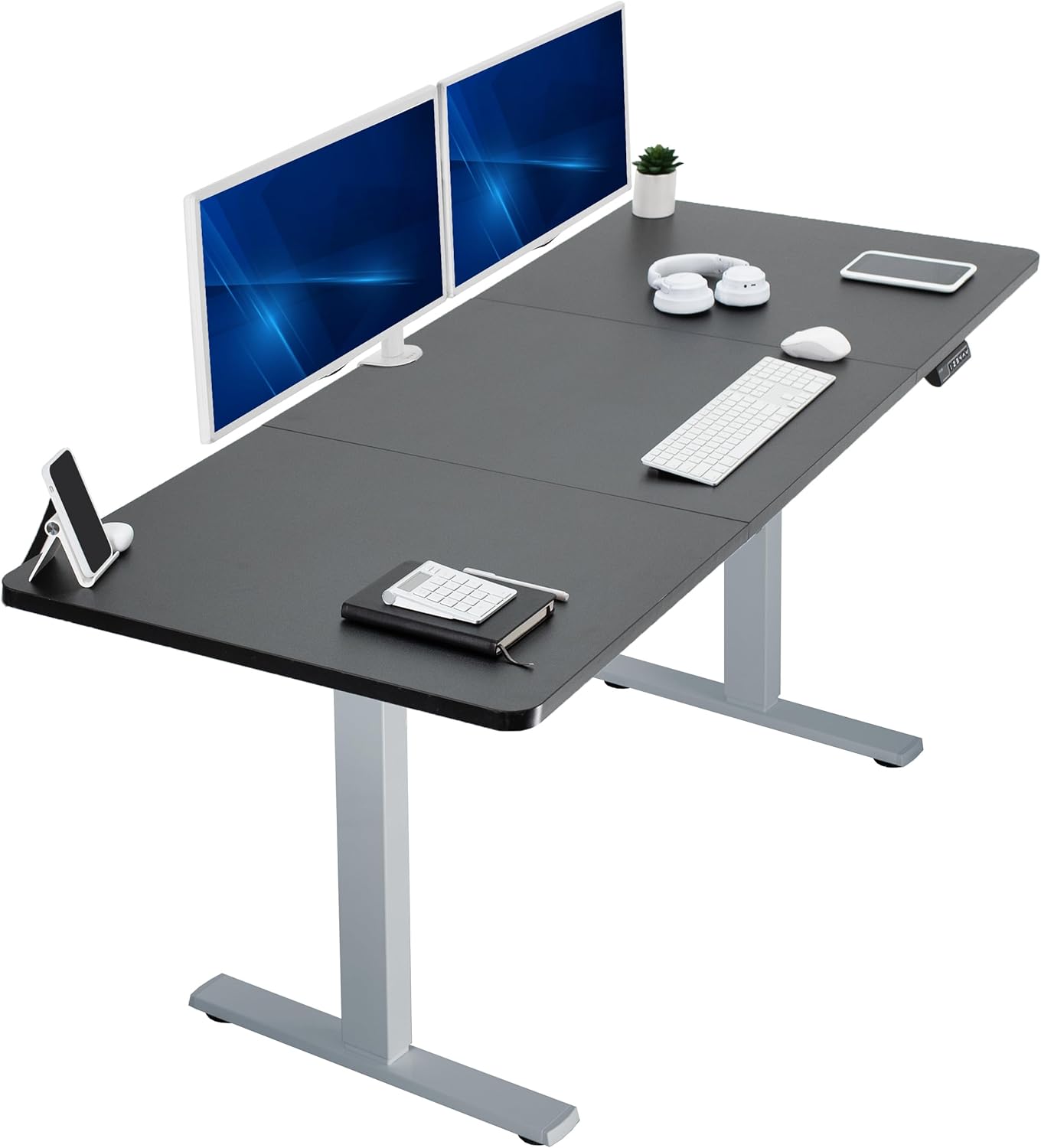 VIVO Electric Standing Desk - Memory Height Adjustment, 71 x 30 in, 220 lbs Capacity, Black Top | Gray Frame
