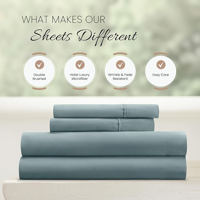 Linen Market Bed Sheets for California King Size Bed (Ocean) - Sleep Better Than Ever with These Soft and Cooling California King Sheets - Deep Pocket Fits 16" Thick Beds - 4 Piece Cal King Sheet Set