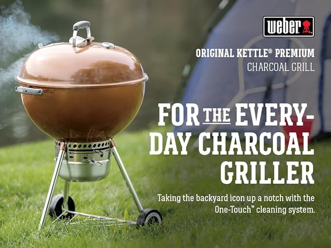 Weber Original Kettle Premium Charcoal Grill for Outdoor Cooking and Barbecue, 22-Inch, Copper