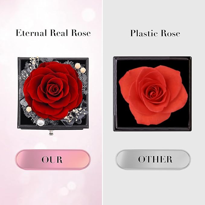 SHOKUTO Preserved Rose,Birthday Gifts for Women Mom Girlfriend,Gifts for Mom Grandma Wife Daughter Sister,Jewelry Boxes with Necklace