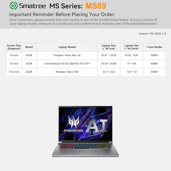 Smatree MS89 Hard EVA Protective Sleeve with Stand Compatible for 15.6 inch Acer Predator Triton 300/ConceptD 7/ConceptD 7 Pro, 16 inch Predator Triton Neo 16/Chromebook 516 GE-CBG516-1H-53TY, White