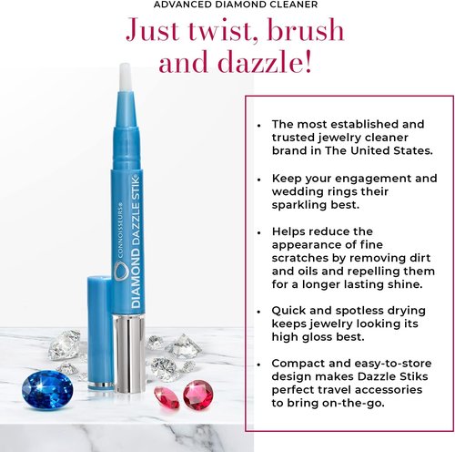 Connoisseurs Diamond Dazzle Stik - Portable Jewelry Cleaner for Rings & Precious Stones - Enhance Sparkle & Shine