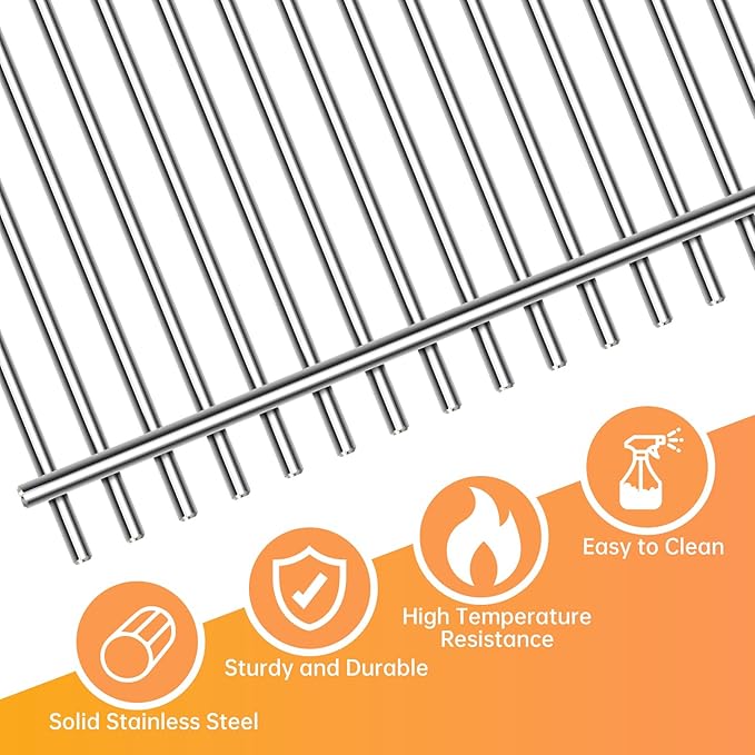 RuiTEERS Grill Grate and Flavorizer Bars Heat Deflector Grill Parts for Weber Genesis 2 GS4 Grates 66089, 66097, 66041, 66033, 66796, Weber Genesis II E-410, E-435, S-435, SE-410, Porcelain Steel