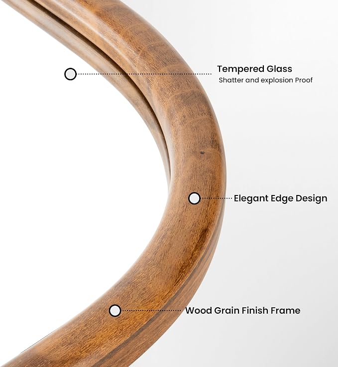 24"x36" Arch Wall Mirror Bathroom Mirror for Wall Mounted, Tempered Glass, Wood Grain Finish Frame Wall Mirror Decorative for Living Room Bedroom Entryway, Natural