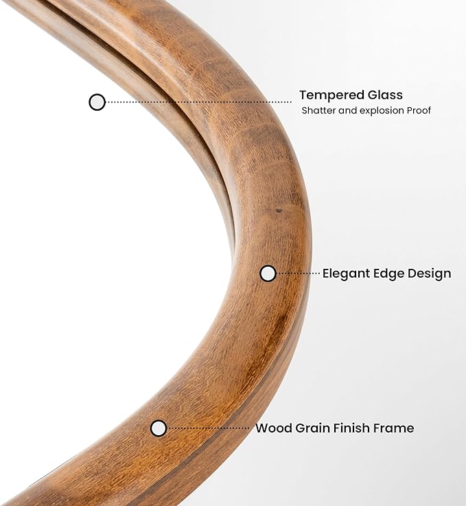 20"x30" Arch Wall Mirror Bathroom Mirror for Wall Mounted, Tempered Glass, Wood Grain Finish Frame Wall Mirror Decorative for Living Room Bedroom Entryway, Natural