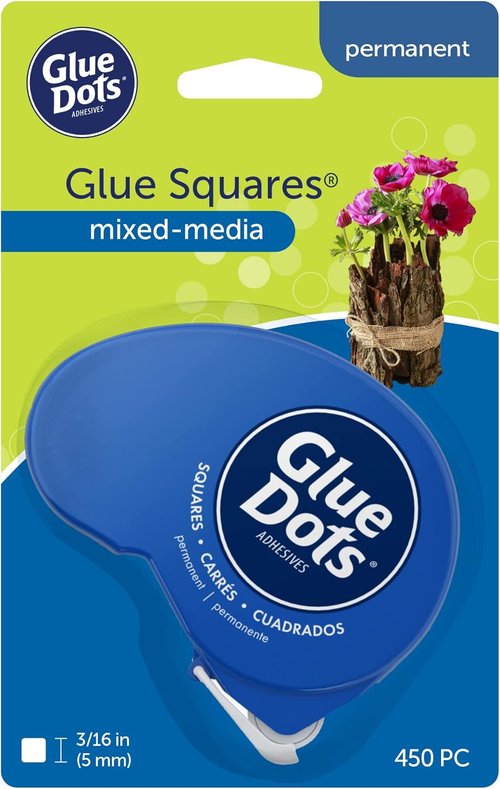 Glue Dots Double-Sided Adhesive Squares - 450 Permanent Dots in 3/16” Size for DIY Crafts