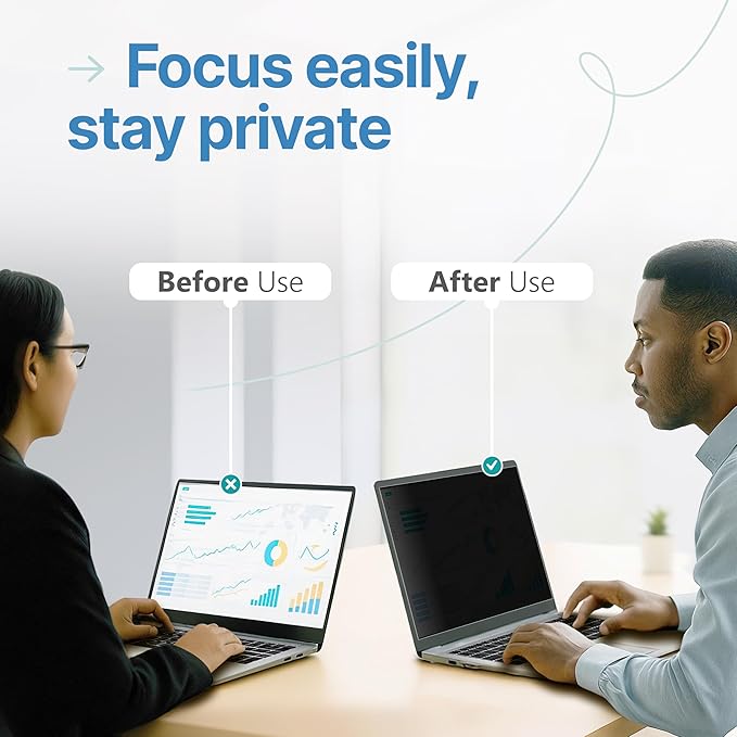 VINTEZ 15.6 Inch 16:9 Privacy Screen for Computer Monitor and Laptop - Anti Glare Protector Film Blue Light Filter Eye Protection - Computer Screen Privacy Shield, [1 Pack]