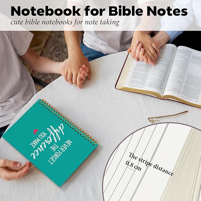 DSHFG Notebook Journal for Women Employees Gifts, Notebooks for Work Office Supplies, Appreciation Gifts Thank You Gift, Green Spiral Notebook, Never Forget The Difference You Make, 5.5x8.3
