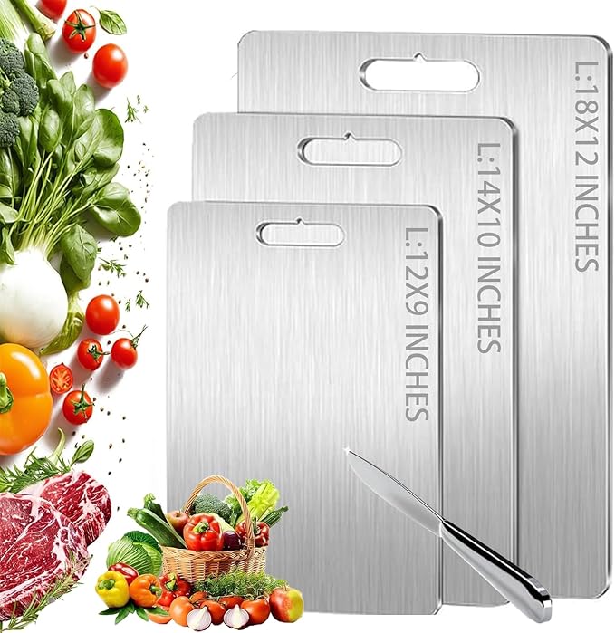Titanium Cutting Board,100% Pure Titanium Cutting Boards for Kitchen, 2025 New Double Sided Food-Grade Chopping Board for Cutting Meat Vegetable Fruit (14"L x 10"W)