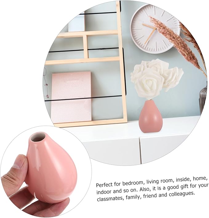 Healifty 3pcs Ceramic Vase for Flower Arrangement Decorative Glazed Ceramics Artistic Bud Containers for Living Table and Home Decor White Green Pink