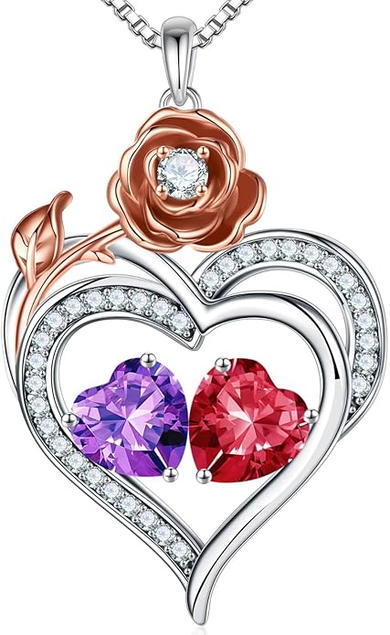 Iefil Christmas Gifts for Wife - 925 Sterling Silver Birthstone Necklace, Stocking Stuffers for Women Wife Girlfriend Mom