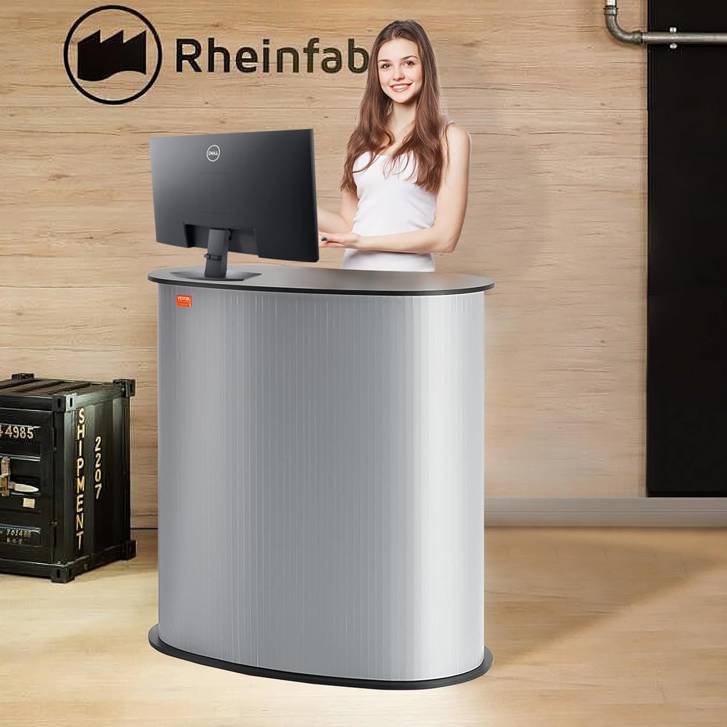 VEVOR Portable Tradeshow Podium Table - Foldable Exhibition Counter Stand | 35.43" x 19.29" x 37.01" with Carrying Bag
