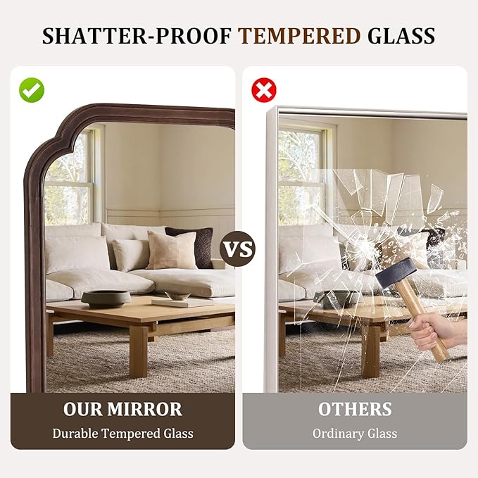 WallBeyond Full Length Mirror Wall Mounted 71"x24", Rustic Wooden Frame Floor Mirror, Large Full Body Mirror for Bedroom, Leaning or Hanging Against Wall (Walnut Solid Wood)