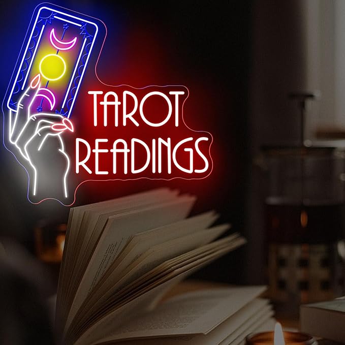 Tarot Readings Neon Sign, Astrology Tarot Sign, Tarot Cards Reading, Psychic Tarot Light, Fortune Teller Sign for Tarot Hall Card Studio Bedroom Shop Decoration Girls Room Gaming Room Party