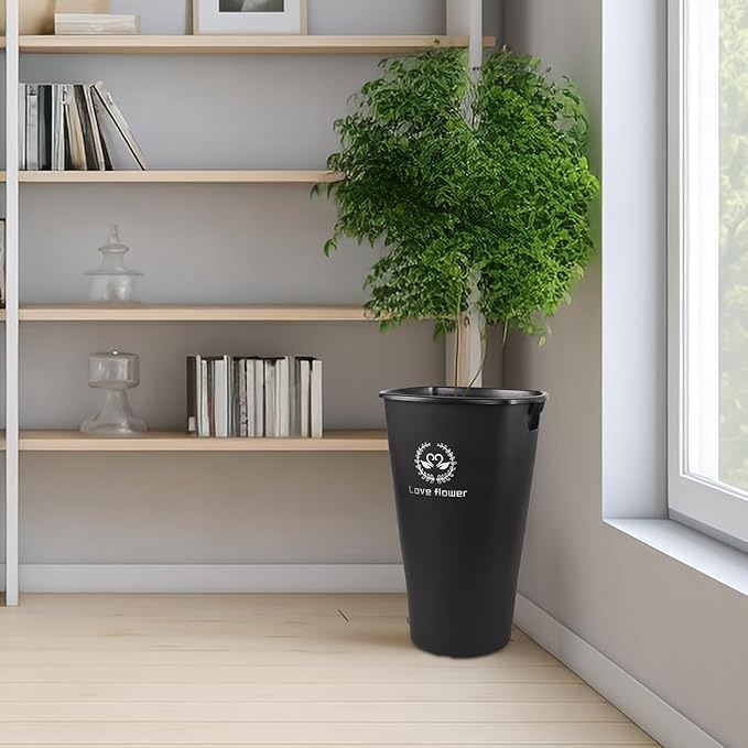 19.68" Tall Large Plastic Floral Bucket, 4 Pack French Flower Bucket with Cutout Handles, Black