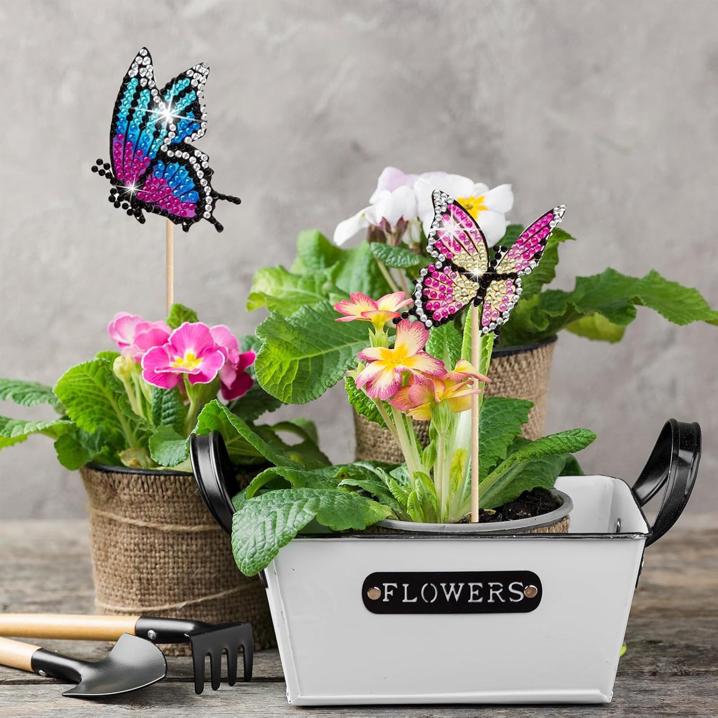 Wivico Butterfly Diamond Art Kits - 8 Pcs for Adults | Small Garden Stakes for Home Decoration