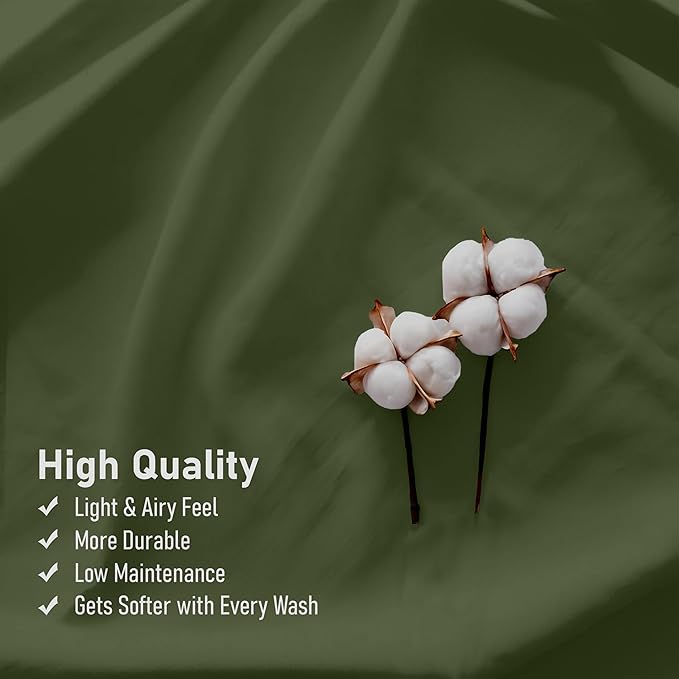 RUVANTI 100% Cotton King Size Sheets Set, 4 Pieces, Soft & Breathable Percale Weave Bedding, Deep Pocket 16", Hotel Standard, Crisp Cool Feel, Durable, Perfect Dyed Bed Sheet, Chive