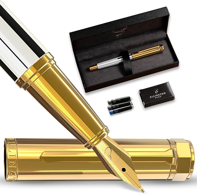 Ellington Pens Luxury Fountain Pen Set - Extra Fine Nib- Includes 3 Ink Cartridges, Refillable Ink Converter, Gift Box- Fountain Pens For Writing, Calligraphy, Journaling, Sketching (Master Chopin)