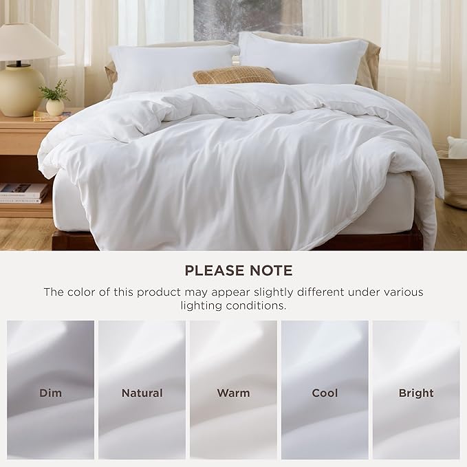 Bedsure White Duvet Cover Queen Size - Soft Double Brushed Bedding Set for Kids & Adults, Zipper Closure, 3 Pieces, Includes 1 Duvet Cover (90"x90") & 2 Pillow Shams, NO Comforter