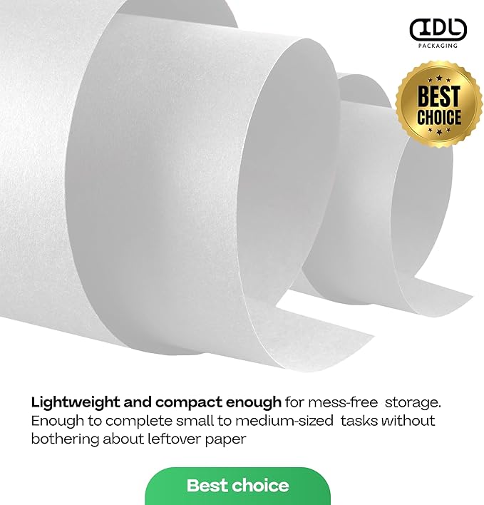 White Kraft Paper Roll 18" x 2160" (180 feet) - USA-Made Craft Paper for School & Art - White Wrapping Material for Gift Wrapping&Moving - High-Density Packaging Paper by IDL Packaging
