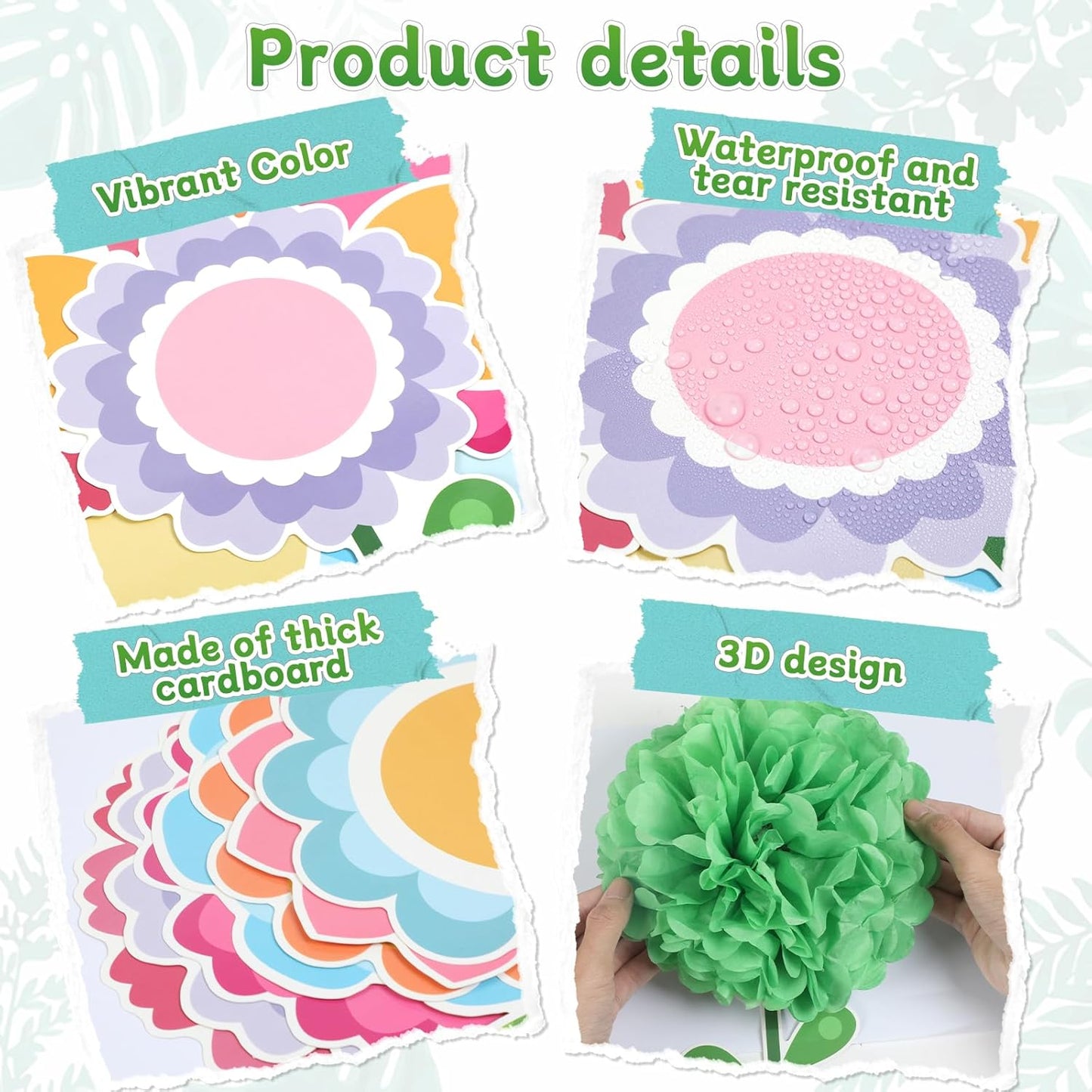 ZOIIWA Bulletin Board Set - Summer-Themed Flowers with 3D Paper Cutouts | Classroom Decor & Party Favor