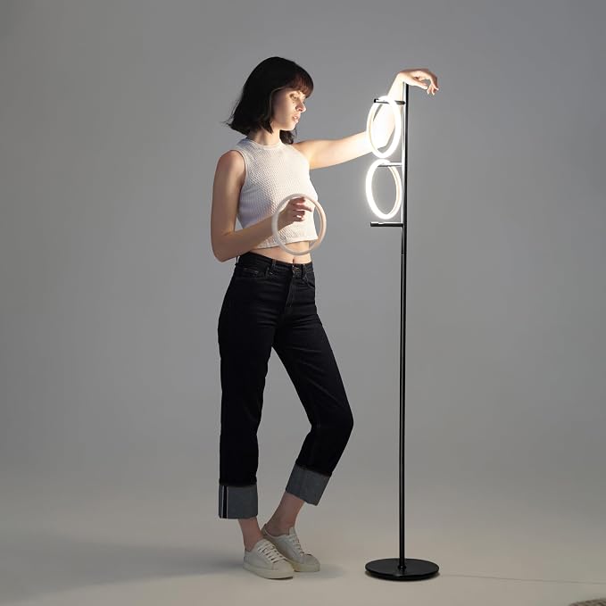 Brightech Saturn LED Tree Floor Lamp - Unique Design Matches Modern and Contemporary Decor - 3 Light Standing Pole Lamp- Tall Light for Living Room, Bedroom, and Office - Black