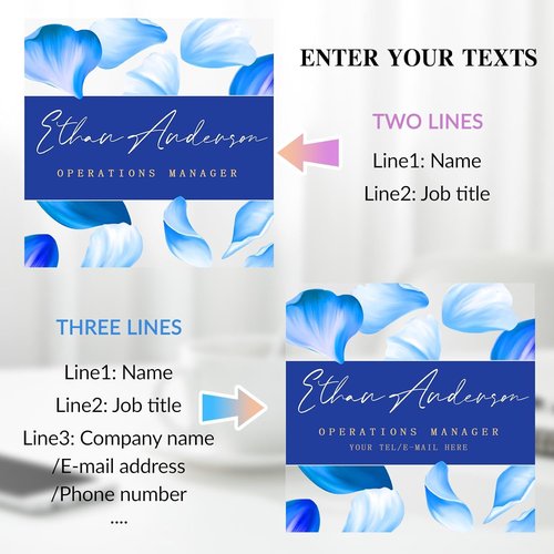 Custom Professional Office Desk Signs - Personalized Acrylic Name Plates | Unique Employee Appreciation Gifts - Square (Blue Petals)