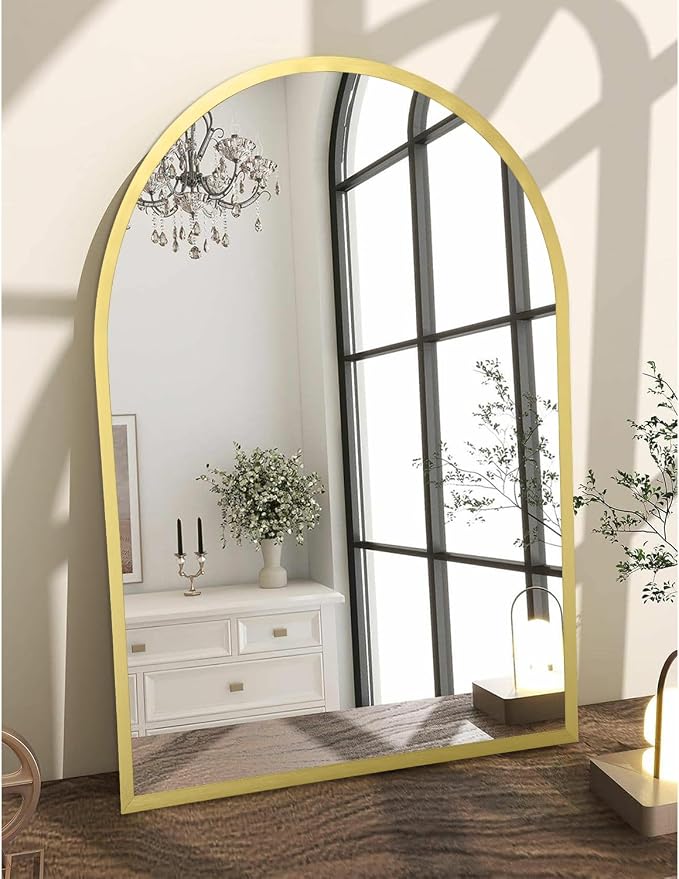 Arched Bathroom Mirror for Wall, Arch Wall Mirror Aluminum Alloy Frame Mirror for Vanity Living Room, Bedroom, Entryway Large 28"x20"